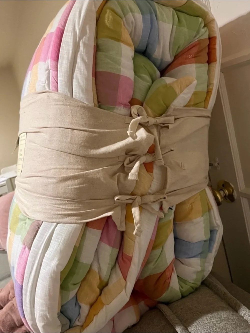 Nicole Miller Rainbow Plaid Linen Comforter- King Size